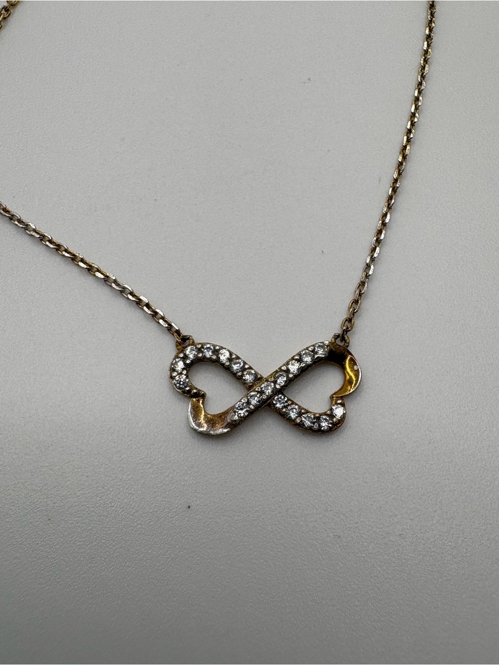 925 Sterling Silver Butterfly Infinity Necklace 18” Two Tone CZ Pendant